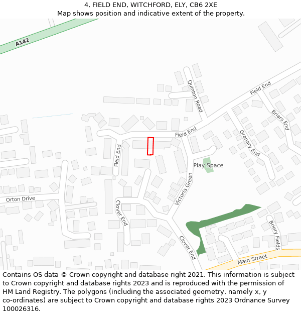 4, FIELD END, WITCHFORD, ELY, CB6 2XE: Location map and indicative extent of plot