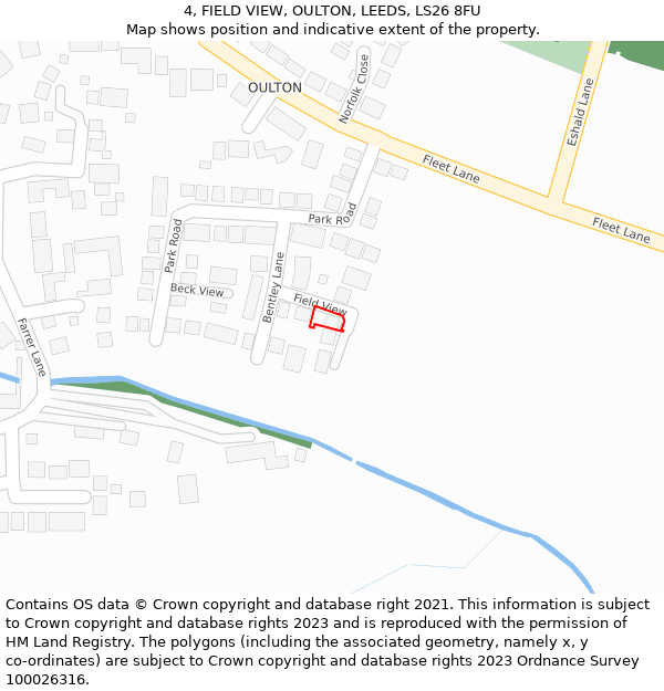 4, FIELD VIEW, OULTON, LEEDS, LS26 8FU: Location map and indicative extent of plot