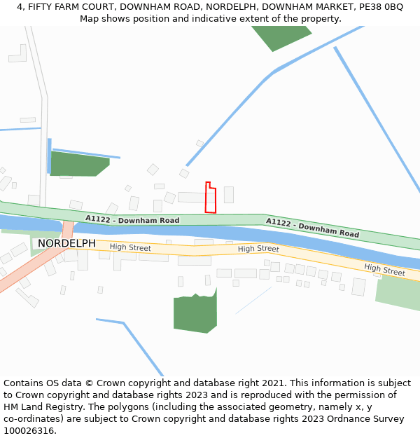 4, FIFTY FARM COURT, DOWNHAM ROAD, NORDELPH, DOWNHAM MARKET, PE38 0BQ: Location map and indicative extent of plot