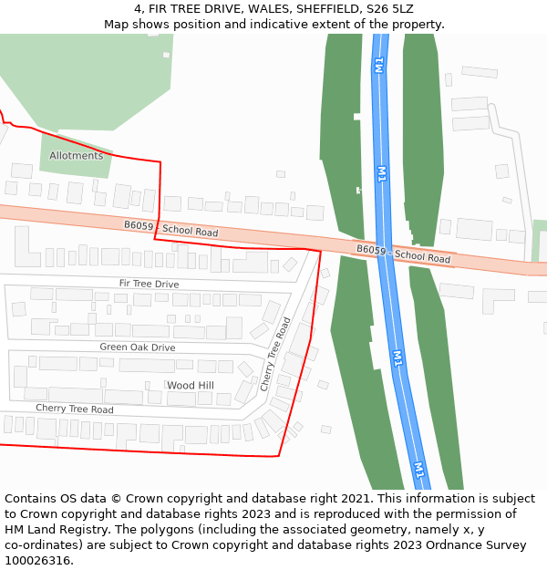 4, FIR TREE DRIVE, WALES, SHEFFIELD, S26 5LZ: Location map and indicative extent of plot