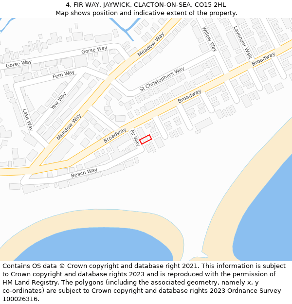 4, FIR WAY, JAYWICK, CLACTON-ON-SEA, CO15 2HL: Location map and indicative extent of plot