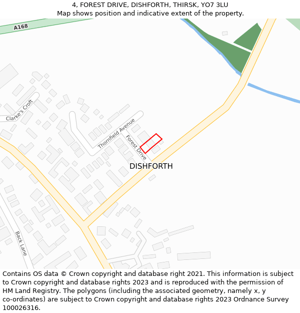 4, FOREST DRIVE, DISHFORTH, THIRSK, YO7 3LU: Location map and indicative extent of plot