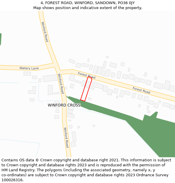 4, FOREST ROAD, WINFORD, SANDOWN, PO36 0JY: Location map and indicative extent of plot