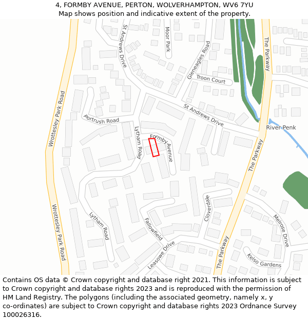 4, FORMBY AVENUE, PERTON, WOLVERHAMPTON, WV6 7YU: Location map and indicative extent of plot