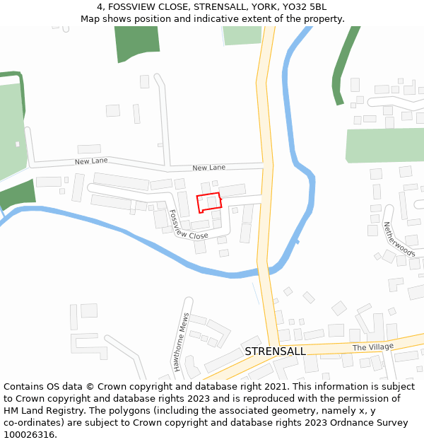 4, FOSSVIEW CLOSE, STRENSALL, YORK, YO32 5BL: Location map and indicative extent of plot