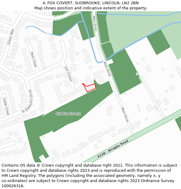 4, FOX COVERT, SUDBROOKE, LINCOLN, LN2 2BN: Location map and indicative extent of plot