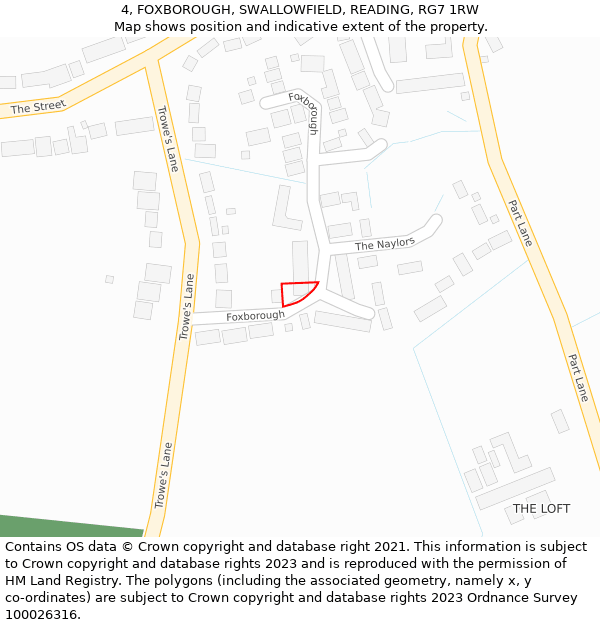 4, FOXBOROUGH, SWALLOWFIELD, READING, RG7 1RW: Location map and indicative extent of plot