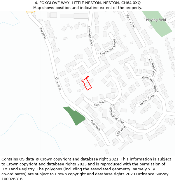 4, FOXGLOVE WAY, LITTLE NESTON, NESTON, CH64 0XQ: Location map and indicative extent of plot