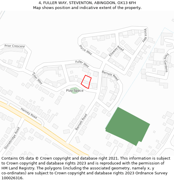 4, FULLER WAY, STEVENTON, ABINGDON, OX13 6FH: Location map and indicative extent of plot