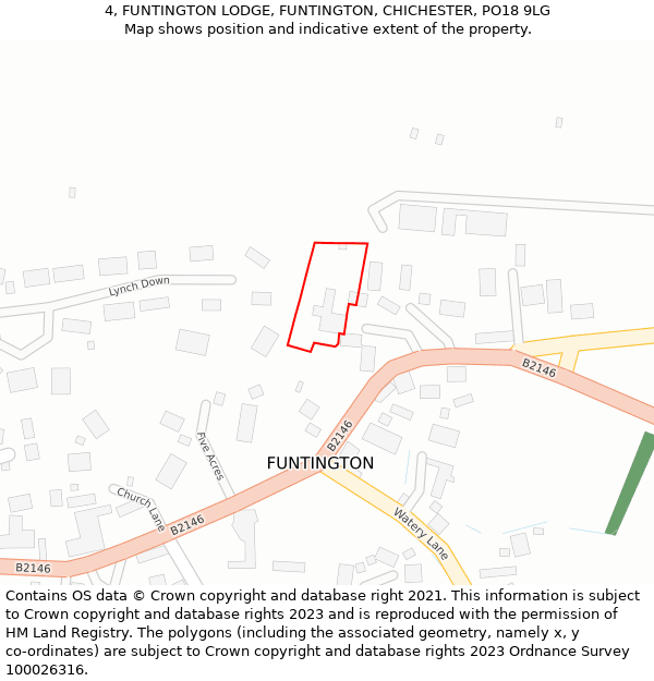 4, FUNTINGTON LODGE, FUNTINGTON, CHICHESTER, PO18 9LG: Location map and indicative extent of plot