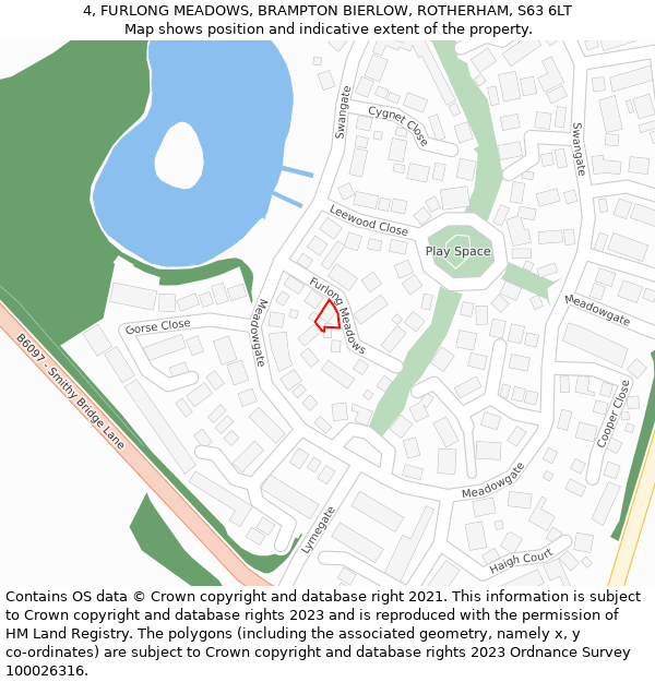 4, FURLONG MEADOWS, BRAMPTON BIERLOW, ROTHERHAM, S63 6LT: Location map and indicative extent of plot