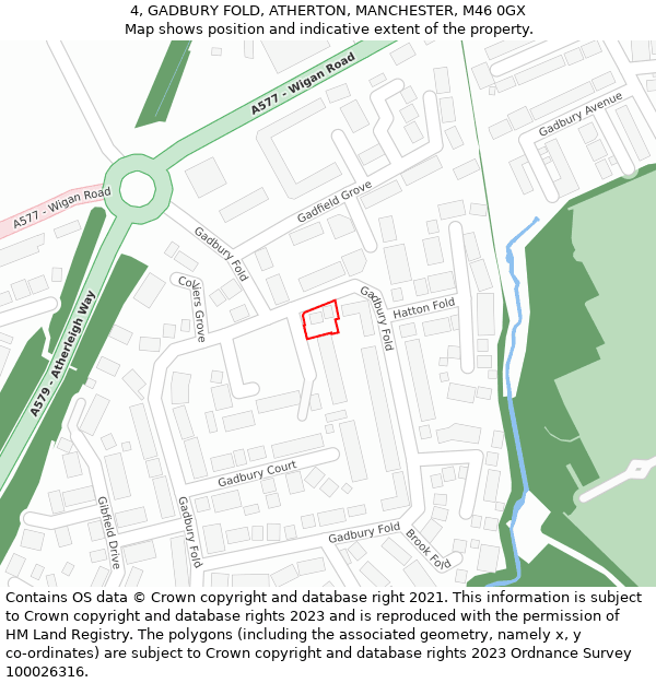 4, GADBURY FOLD, ATHERTON, MANCHESTER, M46 0GX: Location map and indicative extent of plot