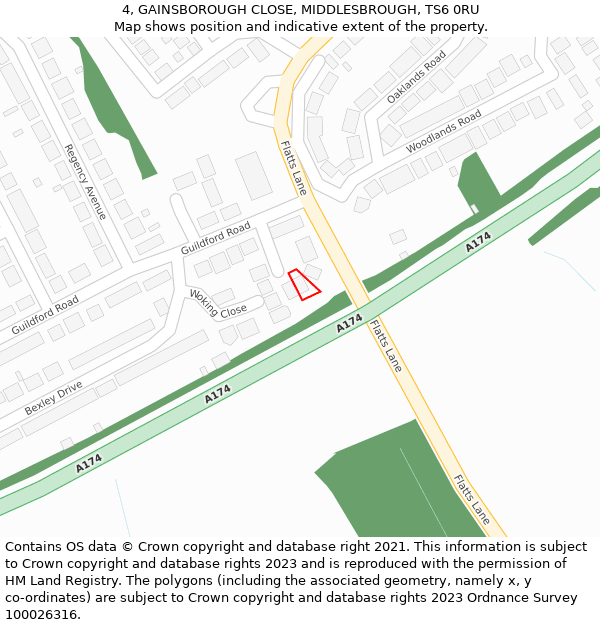 4, GAINSBOROUGH CLOSE, MIDDLESBROUGH, TS6 0RU: Location map and indicative extent of plot