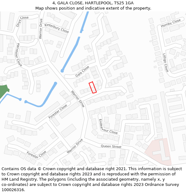 4, GALA CLOSE, HARTLEPOOL, TS25 1GA: Location map and indicative extent of plot