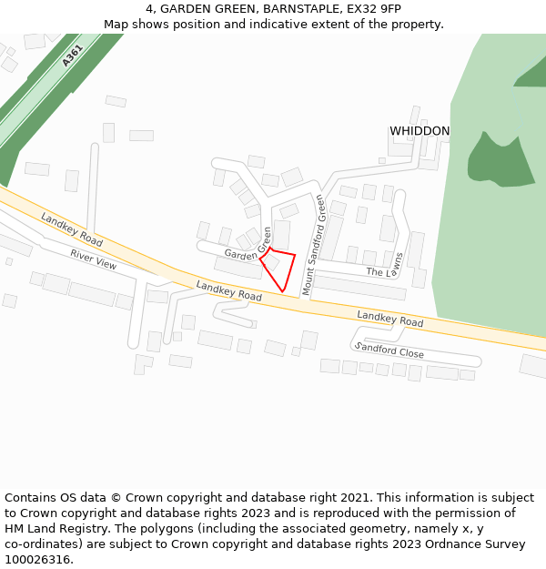 4, GARDEN GREEN, BARNSTAPLE, EX32 9FP: Location map and indicative extent of plot