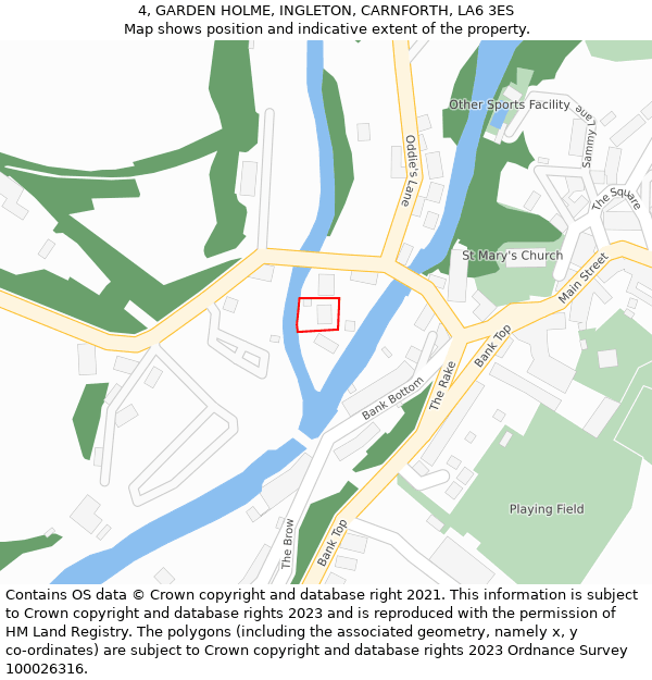 4, GARDEN HOLME, INGLETON, CARNFORTH, LA6 3ES: Location map and indicative extent of plot