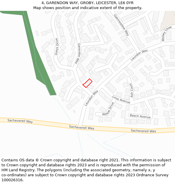 4, GARENDON WAY, GROBY, LEICESTER, LE6 0YR: Location map and indicative extent of plot