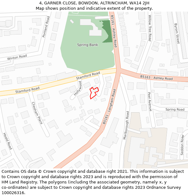 4, GARNER CLOSE, BOWDON, ALTRINCHAM, WA14 2JH: Location map and indicative extent of plot