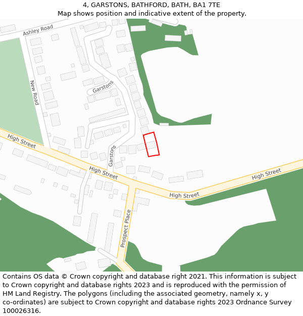 4, GARSTONS, BATHFORD, BATH, BA1 7TE: Location map and indicative extent of plot