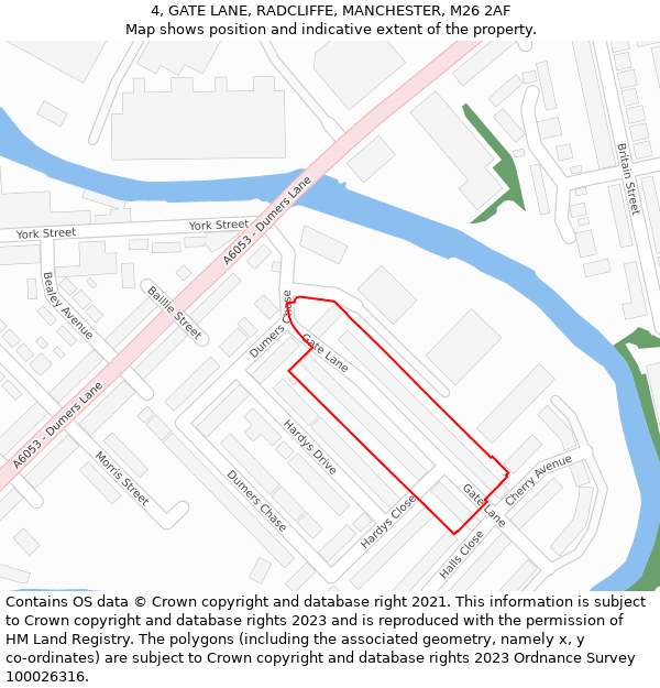 4, GATE LANE, RADCLIFFE, MANCHESTER, M26 2AF: Location map and indicative extent of plot