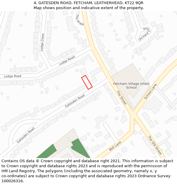 4, GATESDEN ROAD, FETCHAM, LEATHERHEAD, KT22 9QR: Location map and indicative extent of plot