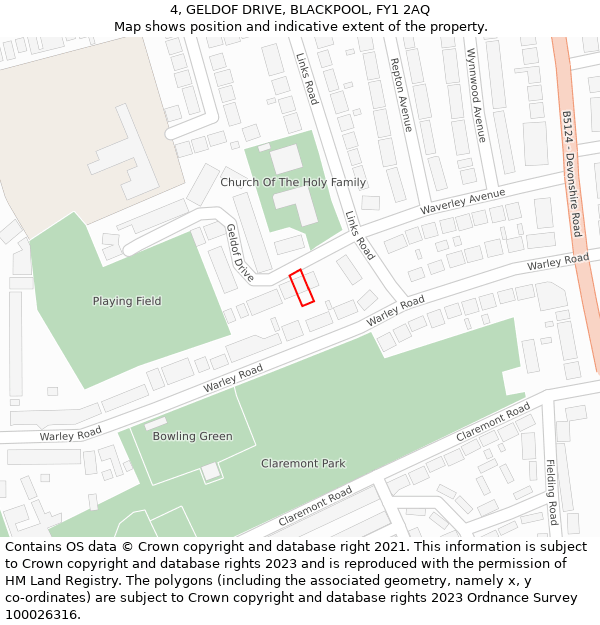 4, GELDOF DRIVE, BLACKPOOL, FY1 2AQ: Location map and indicative extent of plot
