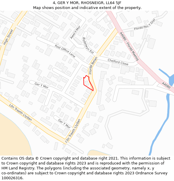 4, GER Y MOR, RHOSNEIGR, LL64 5JF: Location map and indicative extent of plot
