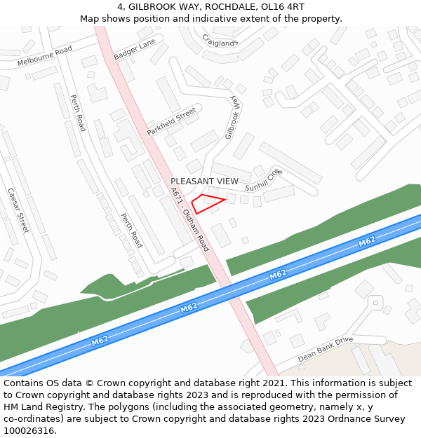 4, GILBROOK WAY, ROCHDALE, OL16 4RT: Location map and indicative extent of plot