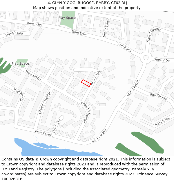 4, GLYN Y GOG, RHOOSE, BARRY, CF62 3LJ: Location map and indicative extent of plot