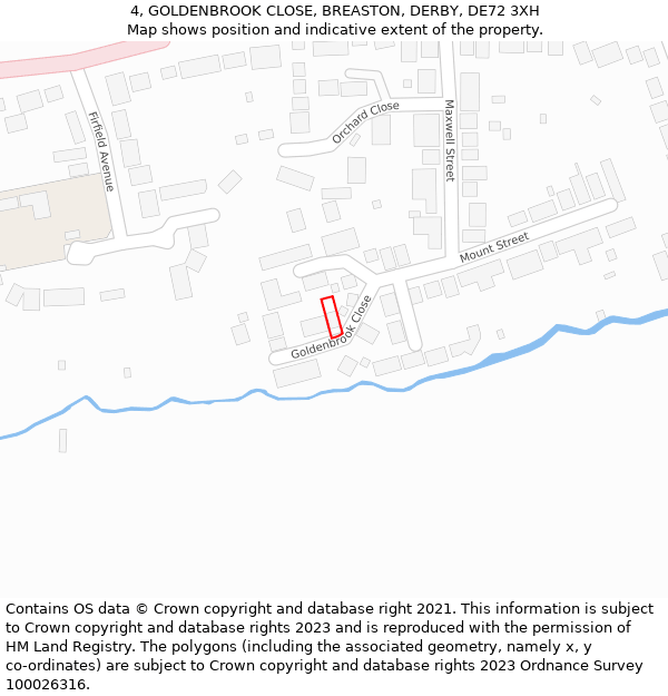 4, GOLDENBROOK CLOSE, BREASTON, DERBY, DE72 3XH: Location map and indicative extent of plot