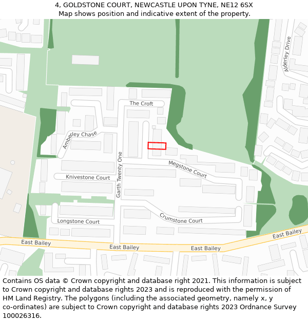 4, GOLDSTONE COURT, NEWCASTLE UPON TYNE, NE12 6SX: Location map and indicative extent of plot