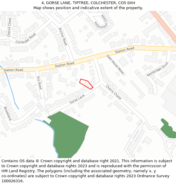 4, GORSE LANE, TIPTREE, COLCHESTER, CO5 0AH: Location map and indicative extent of plot