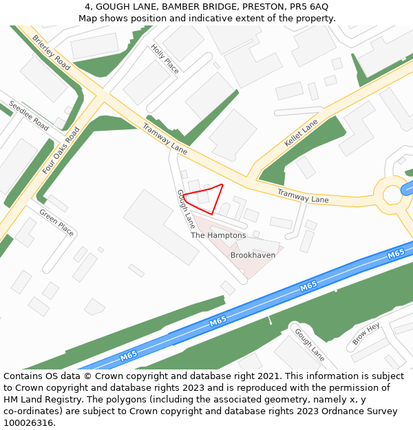 4, GOUGH LANE, BAMBER BRIDGE, PRESTON, PR5 6AQ: Location map and indicative extent of plot
