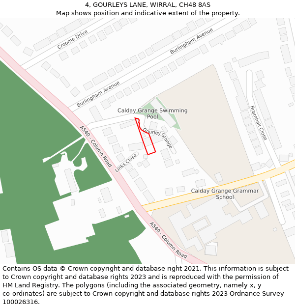 4, GOURLEYS LANE, WIRRAL, CH48 8AS: Location map and indicative extent of plot