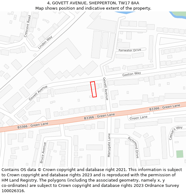 4, GOVETT AVENUE, SHEPPERTON, TW17 8AA: Location map and indicative extent of plot