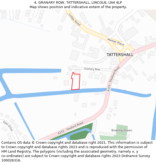 4, GRANARY ROW, TATTERSHALL, LINCOLN, LN4 4LP: Location map and indicative extent of plot