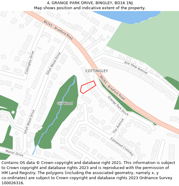4, GRANGE PARK DRIVE, BINGLEY, BD16 1NJ: Location map and indicative extent of plot
