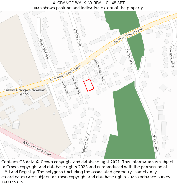 4, GRANGE WALK, WIRRAL, CH48 8BT: Location map and indicative extent of plot