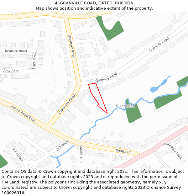 4, GRANVILLE ROAD, OXTED, RH8 0DA: Location map and indicative extent of plot