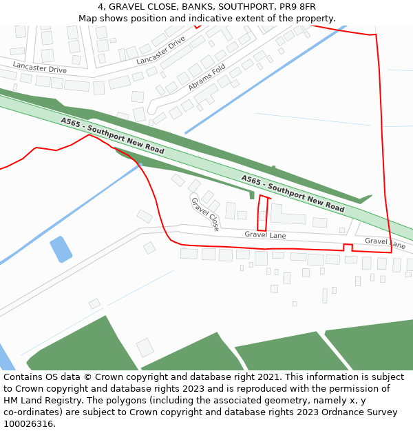 4, GRAVEL CLOSE, BANKS, SOUTHPORT, PR9 8FR: Location map and indicative extent of plot
