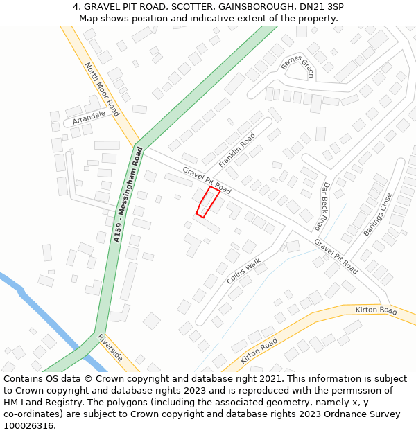 4, GRAVEL PIT ROAD, SCOTTER, GAINSBOROUGH, DN21 3SP: Location map and indicative extent of plot