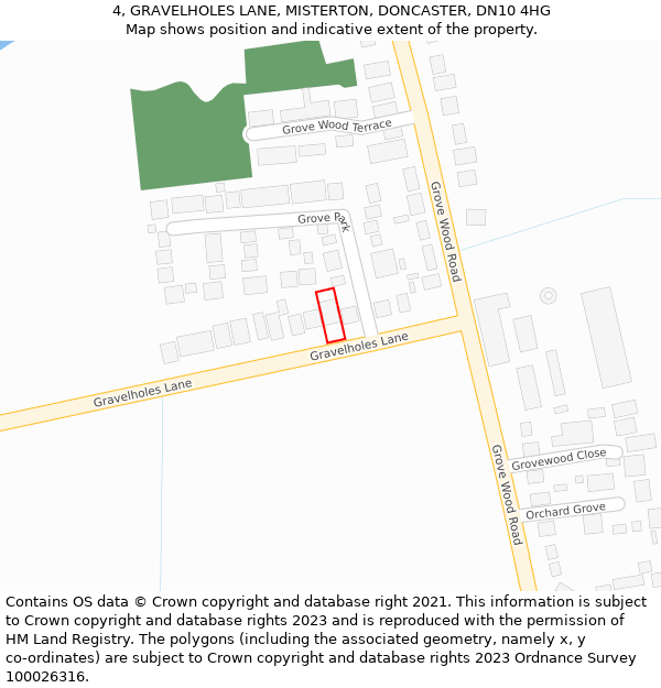 4, GRAVELHOLES LANE, MISTERTON, DONCASTER, DN10 4HG: Location map and indicative extent of plot