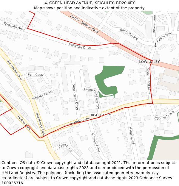 4, GREEN HEAD AVENUE, KEIGHLEY, BD20 6EY: Location map and indicative extent of plot