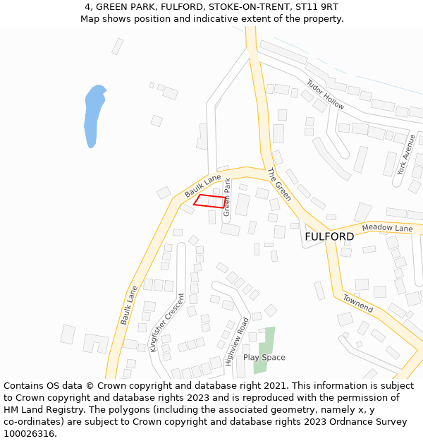 4, GREEN PARK, FULFORD, STOKE-ON-TRENT, ST11 9RT: Location map and indicative extent of plot