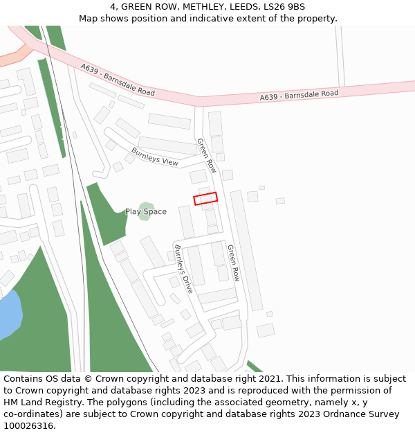 4, GREEN ROW, METHLEY, LEEDS, LS26 9BS: Location map and indicative extent of plot