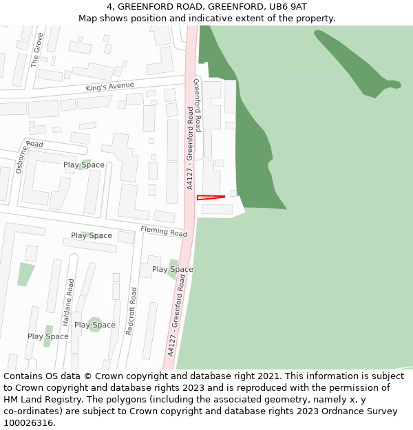 4, GREENFORD ROAD, GREENFORD, UB6 9AT: Location map and indicative extent of plot