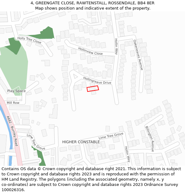 4, GREENGATE CLOSE, RAWTENSTALL, ROSSENDALE, BB4 8ER: Location map and indicative extent of plot