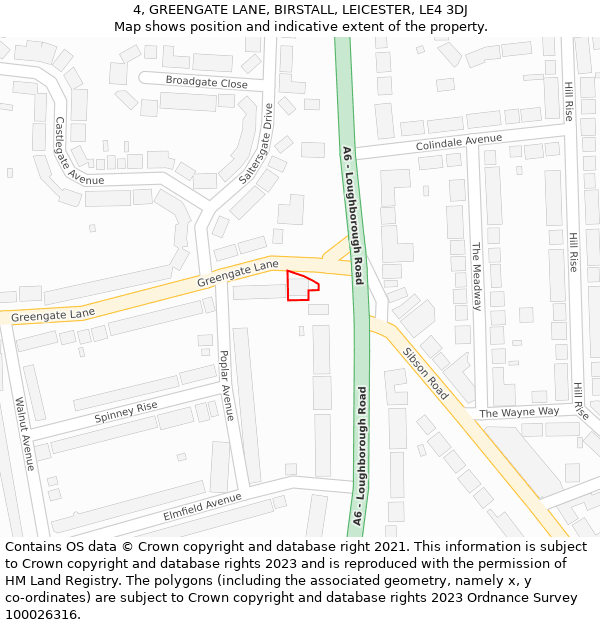 4, GREENGATE LANE, BIRSTALL, LEICESTER, LE4 3DJ: Location map and indicative extent of plot