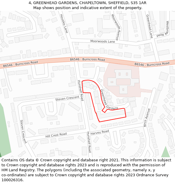 4, GREENHEAD GARDENS, CHAPELTOWN, SHEFFIELD, S35 1AR: Location map and indicative extent of plot