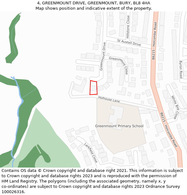 4, GREENMOUNT DRIVE, GREENMOUNT, BURY, BL8 4HA: Location map and indicative extent of plot